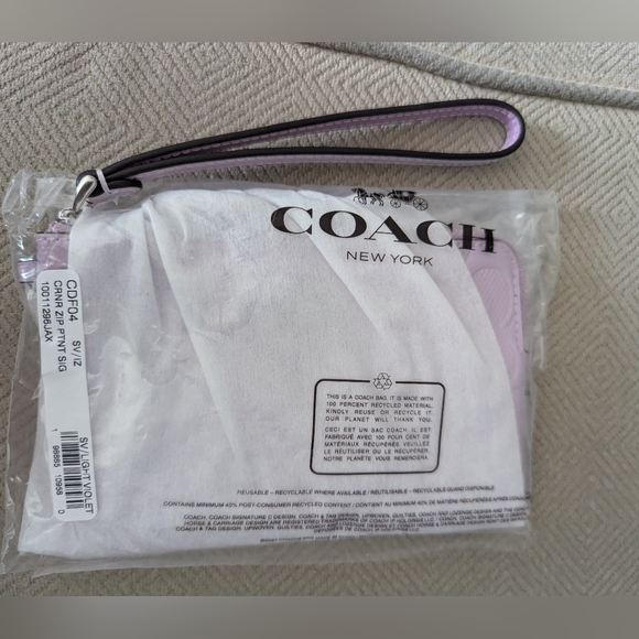 Coach Lavender Embossed Wristlet - Picture 3 of 5